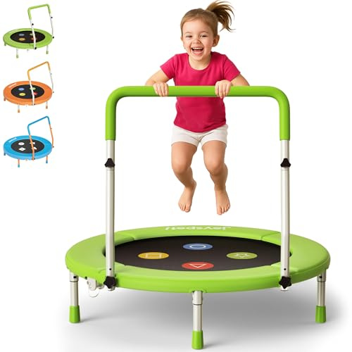 3FT Foldable Mini Toddler Trampoline with Adjustable Handle, ASTM Certified