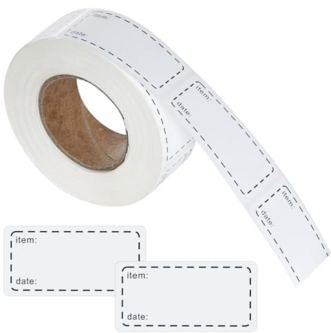 500 Pcs Freezer Labels, Adhesive Address Label, Food Date Stickers White Sticky Labels On a Roll, Easy Peel Off Storage Stickers for Kitchen Freezer Containers Jars Boxes