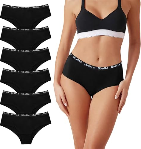 Uizuooy Culotte Femme Coton Doux Sport Elasticité sous-Vêtements Féminins Culotte à mi-Hauteur Multipack Lot de 6