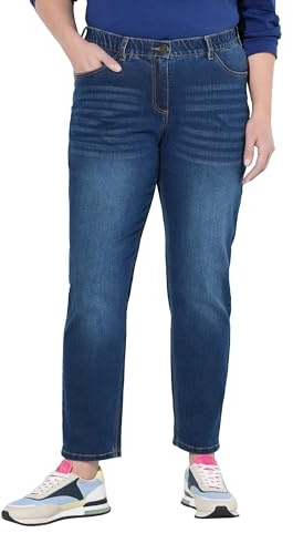 Ulla Popken Jeans, Boyfriend Pantalon décontracté, Bleu Denim, 56W / 32L Femmes