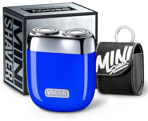 yoose Rasierer Herren Elektrisch, Tragbarer Rasierer Herren (Nass/Trocken), IPX7 wasserdicht mit USB-C Ladung & Magnetklingen - Ideal für Reisen, Outdoor, Geschäftsreisen & Auto (Blau)