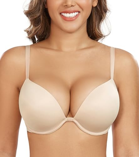 DotVol Sujetador Push Up con Acolchado Cuello en V Profundo con Aros Diario