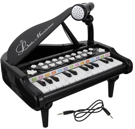 SUPVOX Piano Électronique Jouet pour Garçon Fille en Abs Noir Alimentation Automatique et Rangement Accessoires, Jouet Musical Éducatif pour Garçon et Filles