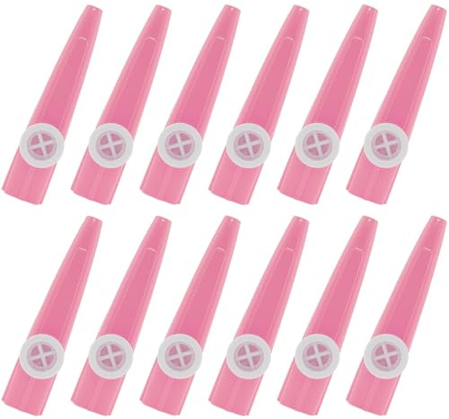 12 Pcs Plastic Kazoos, Kazoo Musical, Good Companion for Guitar Violin Piano Keyboard Ukulele, Gift for Party Favors. (Pink)