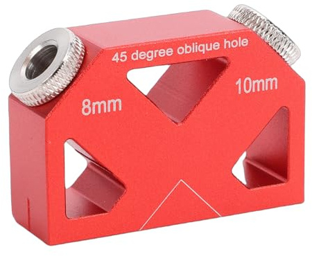 ASHATA 45 Degree Drill Positioner, Aluminum Alloy Dowel Drill Guide Joiner for Woodworking with 9.5mm Drill Bit, Strong Joints Without Screws or Nails