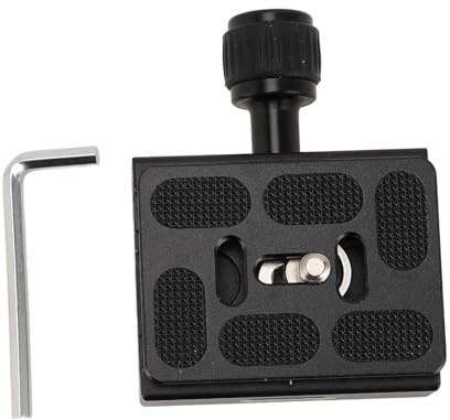 KPOYTWRDN Morsetto per piastra a sgancio rapido per treppiede, morsetto QR con filettatura da 3/8 pollici e piastra da 60 mm con livella a bolla, compatibile per RRS Wimberley Jobu Design