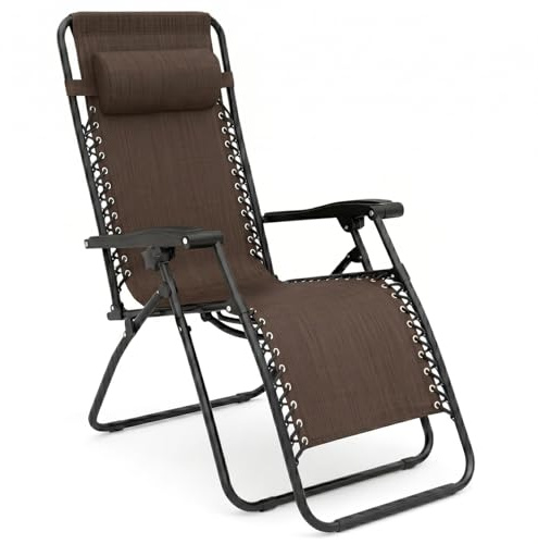Marvin Sdraio Reclinabile Gravity da Giardino, Lettino Relax Pieghevole in Acciaio con Schienale Regolabile e Sistema di Blocco, Poltrona Prendisole per Terrazzo, Piscina, Spiaggia e Outdoor (Moka)