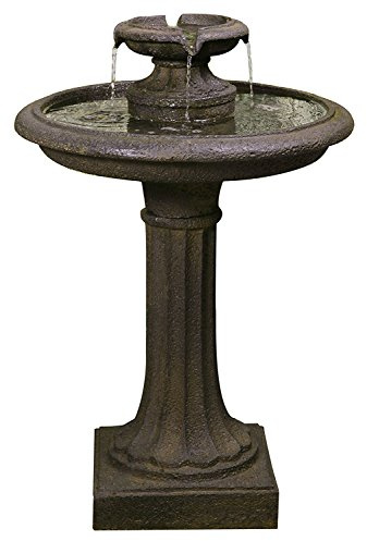 Primrose 71cm Antique Effect Round 2 Tiered Birdbath Garden Water Feature