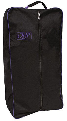 QHP Trensentasche Oxford Stoff mit Reißverschluss, Griff Kettband innen (Schwarz/Lila)