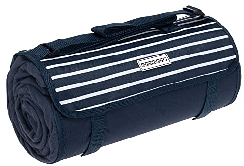anndora Picknickdecke wasserdicht laminierte Unterseite 150x200 cm mit Tragegurt Navy dunkelblau weiß Camping Strand Picknick