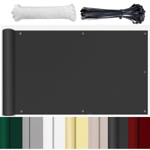 GLIN Balkong vindskydd utan borrning skräddarsydda ogenomskinliga balkongskärmar ogenomskinliga 100 % integritet för privatliv terrass antracit 80 x 400 cm