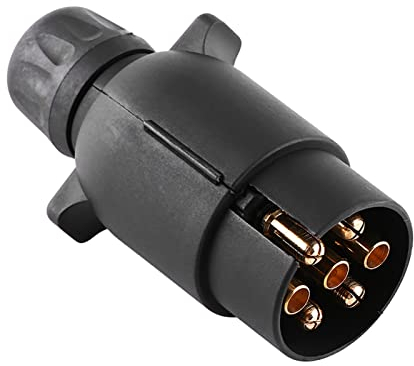 7-poliger Anhängerstecker, 12 V Wasserdichter Anhänger Stecker Kabelstecker Adapter N-Typ Kunststoff Kabelstecker Adapter Schwarz Anhänger Adapter Wohnwagen Elektrostecker Adapter für LKW Wohn