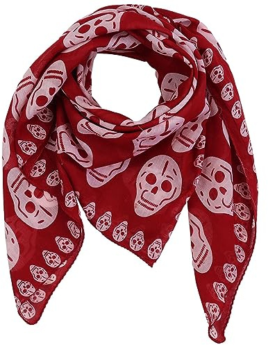 Superfreak® Bomullstyg med dödskalle mönster – duk – halsduk – 100 x 100 cm – 100 % bomull, röd, En Storlek