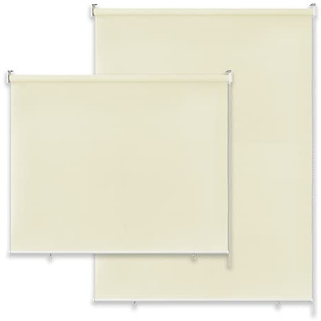 SUBTLETY 140x240cm Senkrechtmarkise Seitenzugrollos ohne Bohren Verdunkelungsrollo Set UV-Schutz Springrollos mit Reflektierende Thermofunktion Außenrollos für Fenster Türen Garten (Beige)