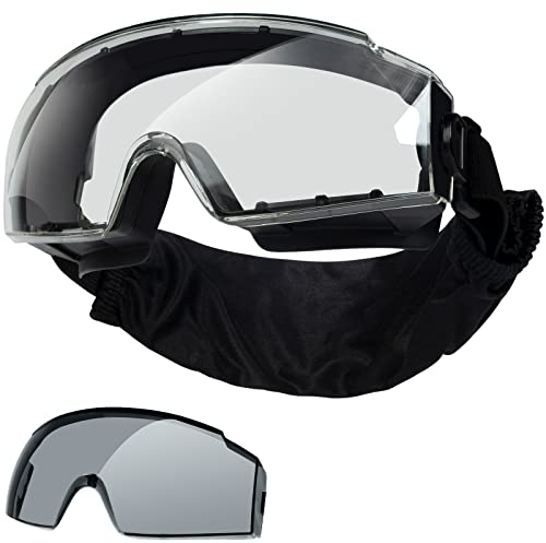 OneTigris Schutzbrille, taktische schutzbrille staubdicht, sicherheitsbrille mit CE EN166 und ANSI Z87.1, Ultravision Vollsichtbrille Für Brillenträger, Baustelle, Labor, Werkstatt und Fahrrad-Fahren