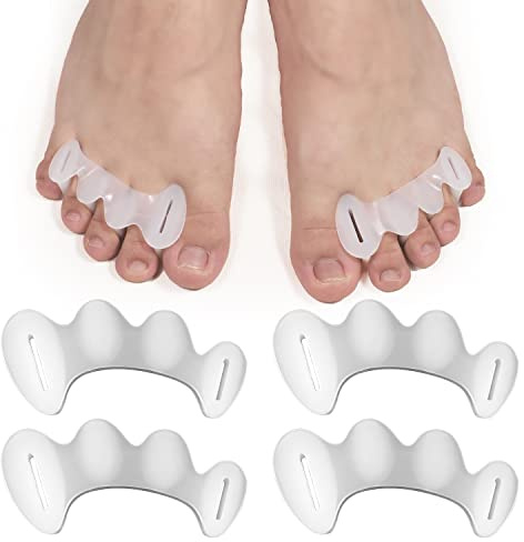 SAVITA 2 Pairs Adjustable Toe Spacers, Silicone Toe Spacers Toe Straighteners Toe Spacer for Hammer Toes Toe Separators for Women Men (L Size)