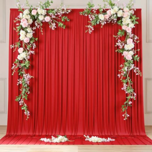 Hyper 3 x 3 m rojo cortina para telón de fondo cortina de fiesta rojo para boda, poliéster Navidad para cumpleaños Baby Shower Xmas bautizo ducha nupcial