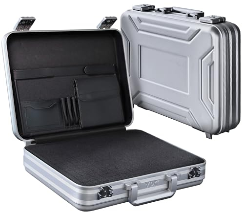 YPC EliteGuard - Voll- Aluminium Koffer 420x350x115mm, Nicht brennbares Aluminium Gehäuse, Hartschalenkoffer mit Schaumstoff und Zahlenschloß, Aktenkoffer, Waffenkoffer, Handgepäck, Werkzeugkoffer