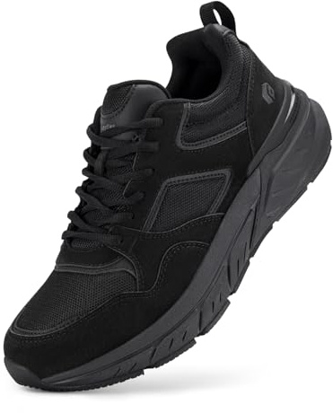 FitVille Extra Ancho Zapatillas Hombre Zapatos Deporte Antideslizantes Sneaker Running Transpirables Caminar Negro 42 EU Ancho