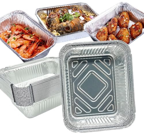 Cutiolly Barquette Aluminium,25pcs Barquette Aluminium Barbecue,Barquettes de Cuisson Aluminium,Bols en Aluminium,Grilles de Barbecue en Aluminium,pour Barbecue,Camping