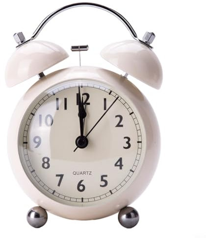 Sveglia antica a doppia campana con suono extra forte per anello, perfetta per anziani (bianco)