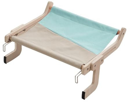 Inscrip Hängende Katzenhängematte, Katzenhängematte für Fenster, Balkon Fenster Katzenhängematte, Hängende Katzennest Für Verschiedene Anwendungen Räume, ohne Saugnapf, ohne Bohren (Grau+Blau, M)