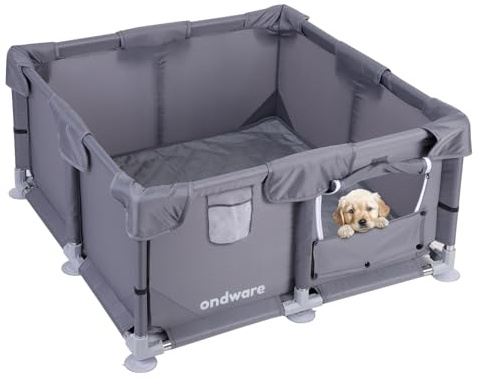 Puppy PlayPen, 28×28×15 in Dog Play Pen Indoors,Small Animals Playpen with Gate for Chick/Kitten/Puppy/Guinea Pig/Rabbits/Hamster/Chinchillas