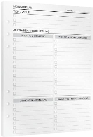 KOMPASS® Monatsplaner | 24 DIN-A5-Einlagen für Ringbuch-Planer | Monatsplanung inkl. Monats-Kalender, Terminplaner, To-Do-Liste & Erfolgsjournal Reflexion | Bullet Journal | Planer 2025 Nachfüllbar