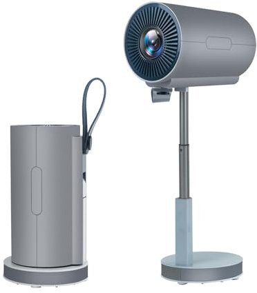 App integrate e supporto pieghevole da 15 pollici: mini proiettore con Wi-Fi e Bluetooth, 1080P 18000 lumen con messa a fuoco elettrica e altoparlante da 5 W, videoproiettore per camera da letto