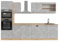 Vicco Küchenzeile R-Line, Beton/Goldkraft Eiche, 300 cm mit Hochschrank, AP Eiche