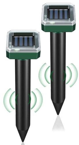 COMBLU Maulwurfschreck, Ultraschall-Solarabwehrmittel für den Außenbereich, Rasen, Garten, Höfe, Gophers, Maus, Maulwurf, Ratten, Wühlmäuse, Schlangen und Nagetiere (2 Stück)