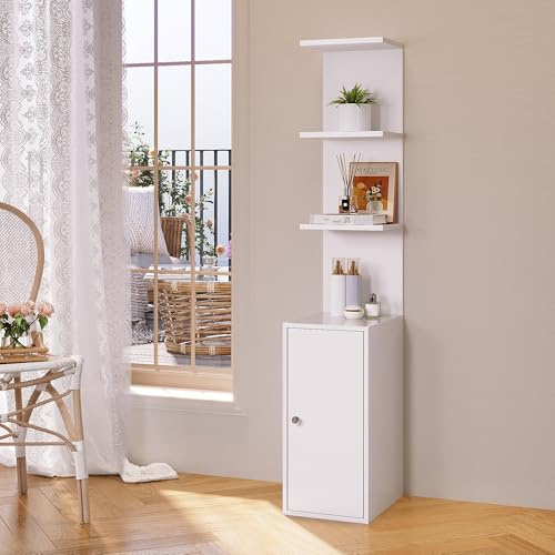 SONNI Estantería de pie, cómoda de maquillaje con 3 niveles y compartimento para armario, independiente para medios, cosméticos, accesorios de cocina