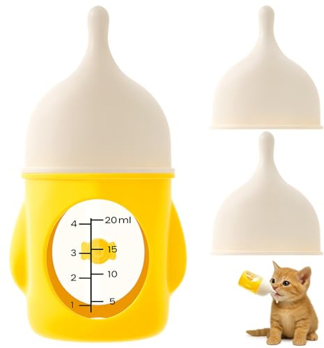 Siyyim 20ml Pet Nursing Bottle for Newborn Kittens & Puppies – Reusable Milk Feeder with Soft Nipple & Scale Markings – BPA-Free, Easy to Clean – Ideal for Small Animals