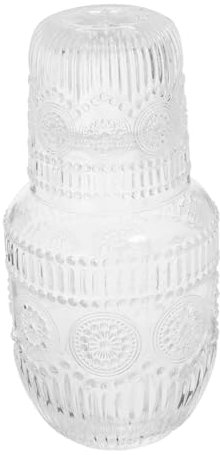 Garneck Caraffa in Vetro Trasparente Con Tazza Set Bottiglie d Acqua Per Design Con Motivo Girasole Adatto Per Cucina e Camera Da