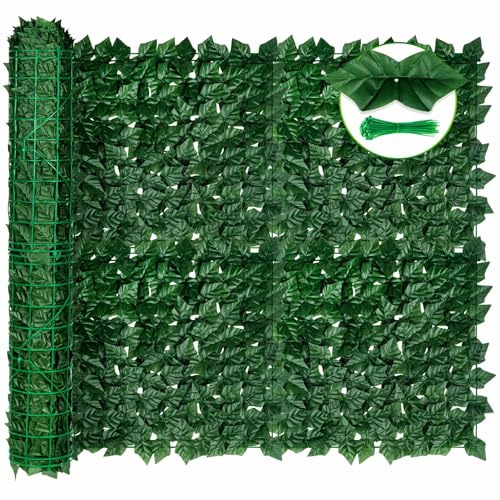 KASZOO Artificial Ivy Privacy Fence Screen 120×40 - UV-Anti Dense Faux Ivy Greenery Backdrop Fence Panels for Patio, Balcony, Garden, Backyard Indoor Outdoor Decor