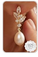 HANLI 14K Gold Plated / 925 Sterling Silver Pearl Drop Earrings for Women | Hypoallergenic for Sensitive Ears,Elegant Prom Bridal Jewelry,AAAAA+ Cubic Zirconia,Lightweight Comfortable Fit,Gift Package