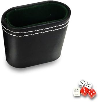 BEAHING Dice Cup, 2.8x1.4'' Double Layer Quiet Leather Dice Cup, Portable Stacking for Bar, Poker, Liars Party Games