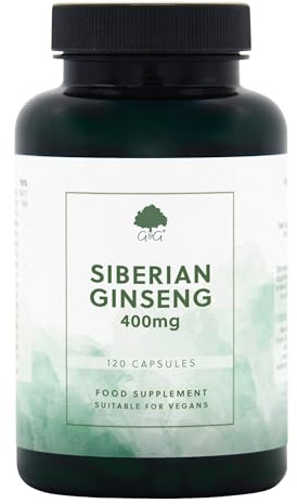 Siberian Ginseng Capsules 400mg - 120 Vegan Capsules - Non-GMO, Made in the UK - G&G Vitamins
