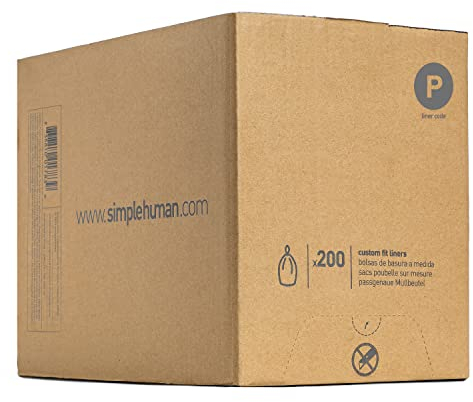 simplehuman BULK VALUE PACK code P custom fit liner 5060 liter / 14.516 gallon, 200 pack