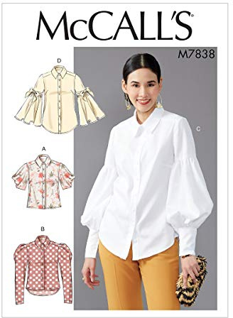 McCall's M7838A5 Loose Fit Women's Button-Up Blouse Sewing Patterns, Sizes 6-14, Paper, Multicoloured, A5 (6-8-10-12-14)