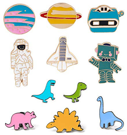 Broches Dibujos Animados Niño Broche de Solapa Esmalte Pin Alfiler Broche Insignias Para Ropa Chaqueta Lindos Broches de Dinosaurio Broche de Metal Para Bolsos Mochilas Chaquetas Sombrero 11 Piezas