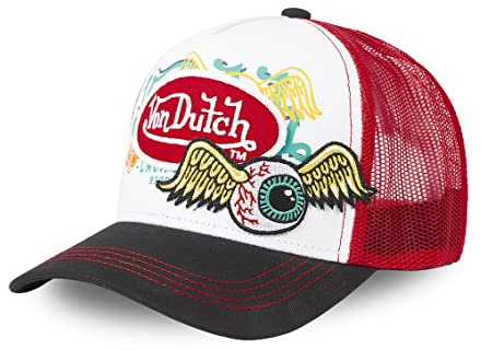 Von Dutch Mössa för män och kvinnor, justerbar Trucker-keps, avslappnad passform utan deformation och original, Röd, one size
