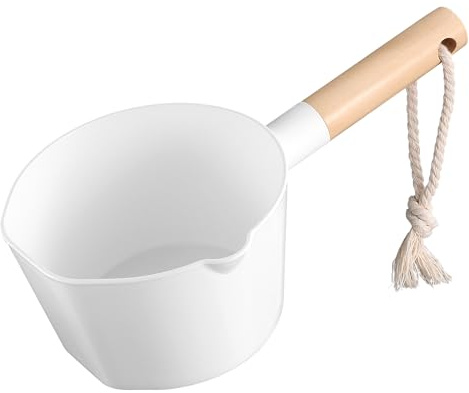 Long Wooden Handle Water Ladle, Bath Dipper Bathtub Shower Cup, Hair Washing Water Scoop Tub Shampoo Spoon for Kitchen Bathroom