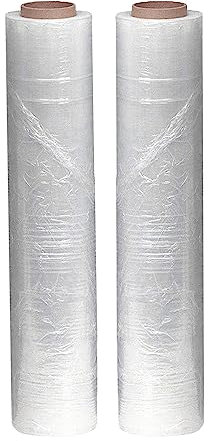 JeeJaan® 2 Rolls Clear Pallet Wrap 400mm x 250m, Non-Extended, 20mu - Strong Stretch Shrink Cling Film - Ideal for Wrapping - Warehouse, Moving House & Furniture