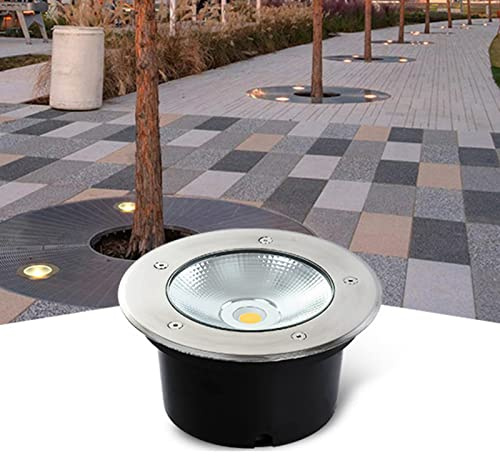 SHOWERRING Exterior Luz Subterránea LED COB Luz Empotrada En El Suelo IP66 A Prueba De Agua Lámpara De Paisaje Redonda Empotrada para Jardín Sendero Pasarela Terraza De Camino Iluminación Decoración