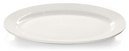 Forgast Modermo Prima ovale Porzellanplatte | ovale Platte | 40 cm | elegante Servierplatte mit erhöhtem Rand aus hochwertigem Premium Porzellan | spülmaschinenfest