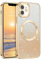 DUEDUE für iPhone 12 Hülle Glitzer 6.1'', iPhone 12 Handyhülle Glitzer mit Magnetische Stoßfeste Schutzhülle Soft TPU für iPhone 12 Hülle Mag-Safe Magnetische 6.1 Gold
