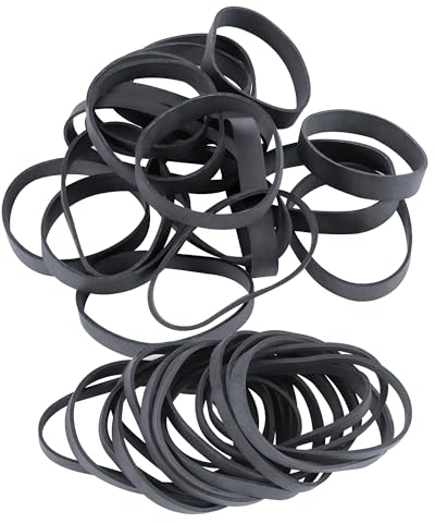 72 Stücke Gummibänder,10mm/5mm Breit Gummiband Breit Wiederverwendbar Große Gummiringe Schwarz Elastisches Rubber Band für Büro Zuhause Schulbedarf