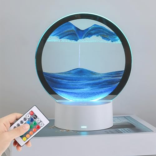 MENAYODA Lampada da tavolo con sabbia artistica dinamica, 3D, sabbia mobile, decorazione mobile, luce notturna per casa, ufficio, scrivania