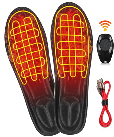 Beheizbare Einlegesohlen Thermosohlen mit Fernbedienung für Damen Herren, Wiederaufladbare Fußsohlenwärmer 3-stufige Temperatureinstellung, Winter Outdoor Thermische Einlegesohlen Wärmesohle